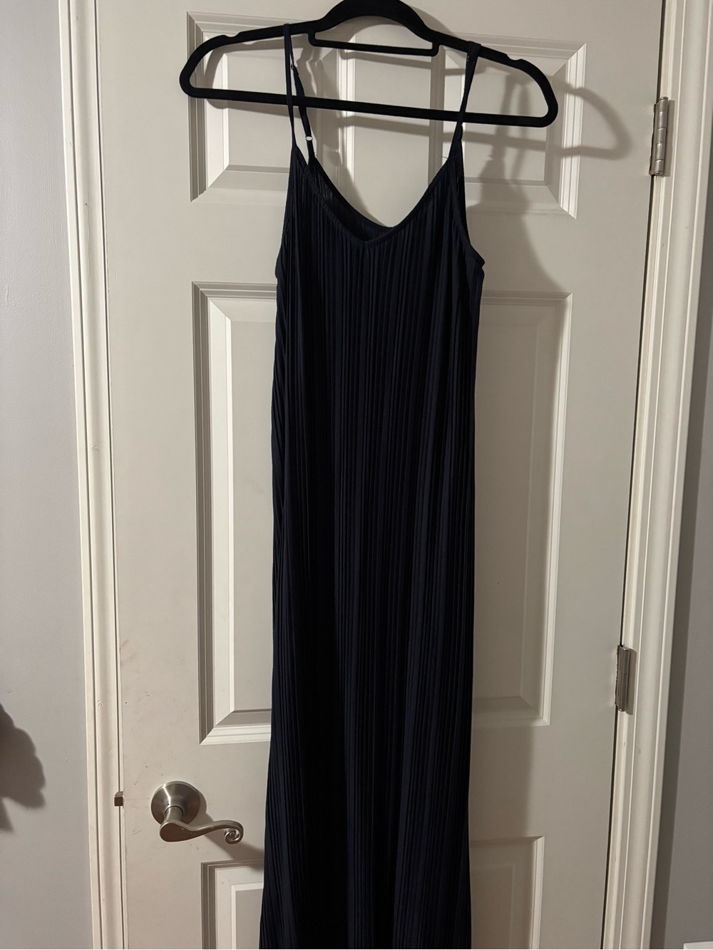 Express Navy Pleated Maxi Slip Dress